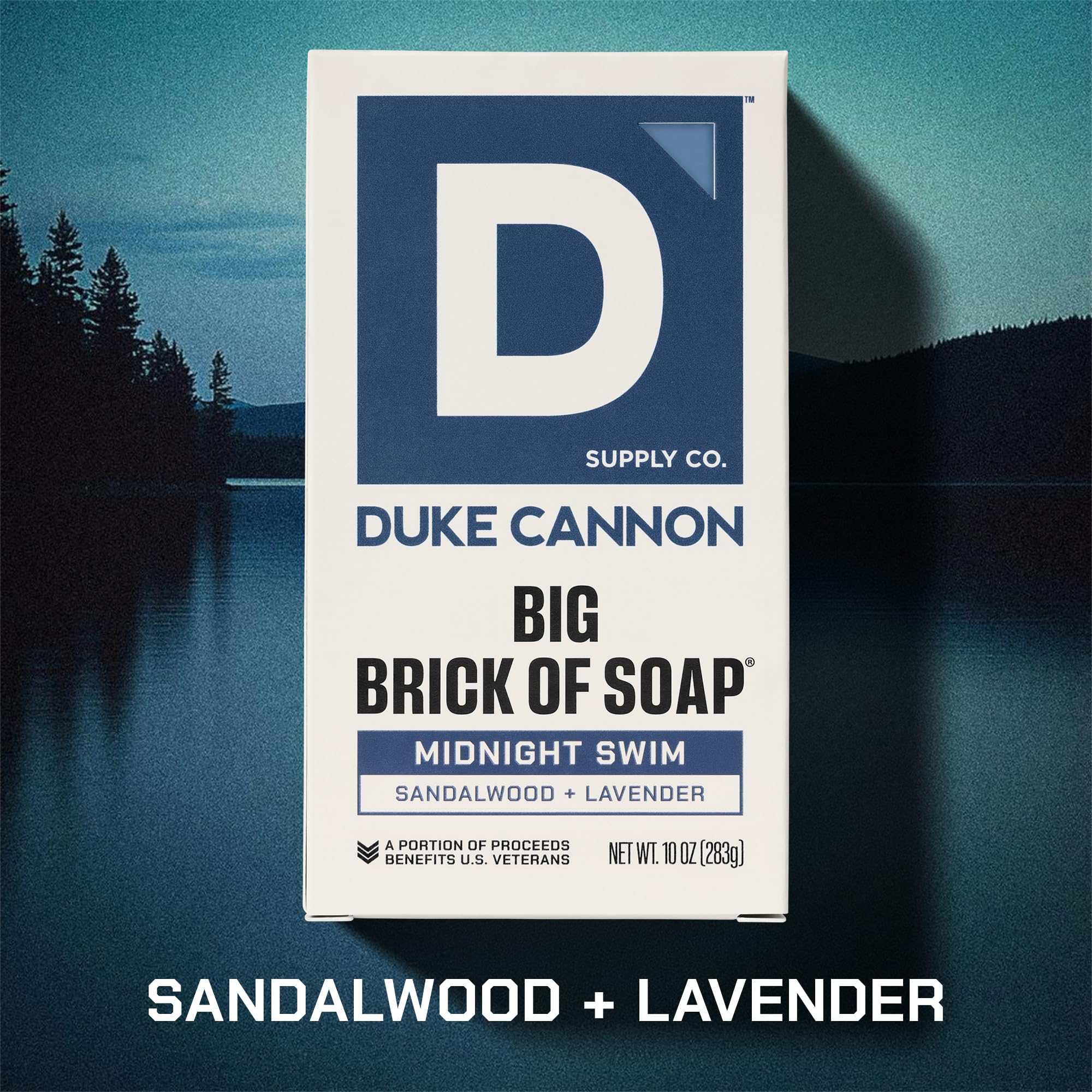 Authentic USA imported Duke Cannon men's body soap displaying product ingredients and manufacturing details