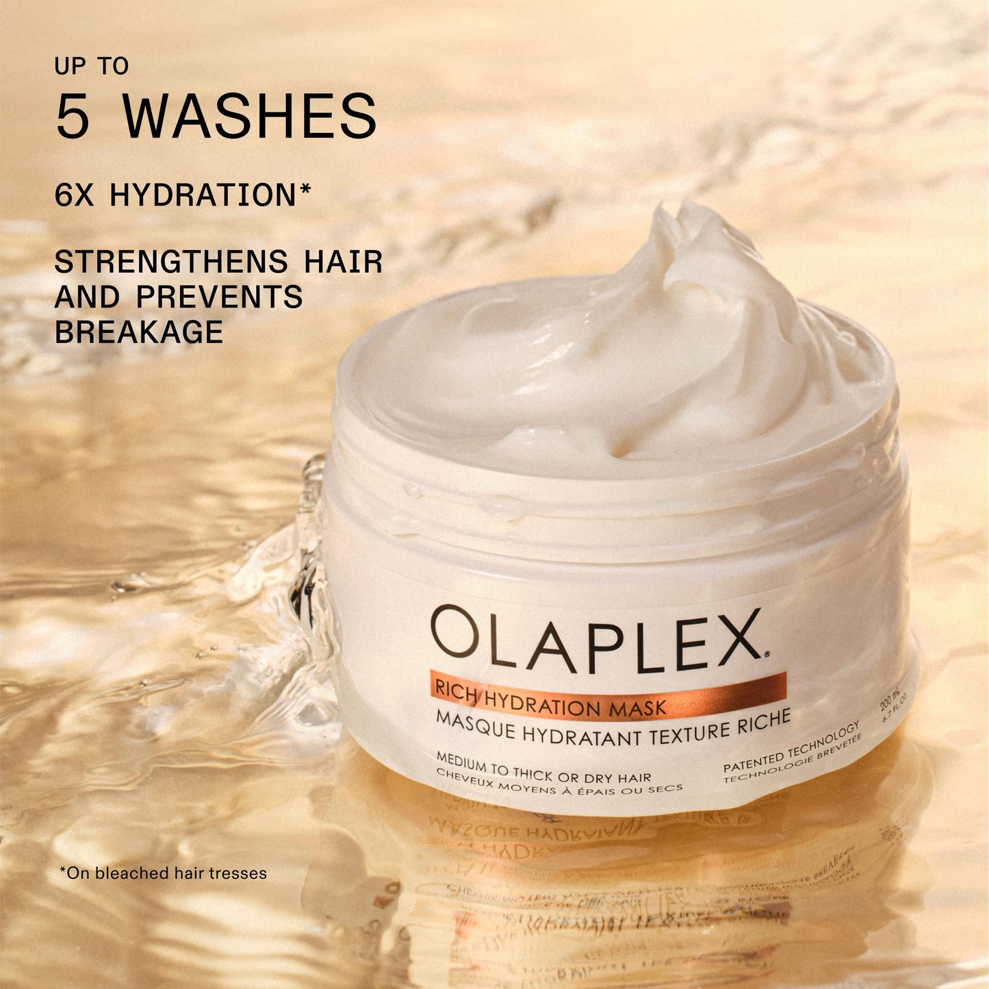 Creamy texture of the Olaplex hydration mask for dry and coarse hair types