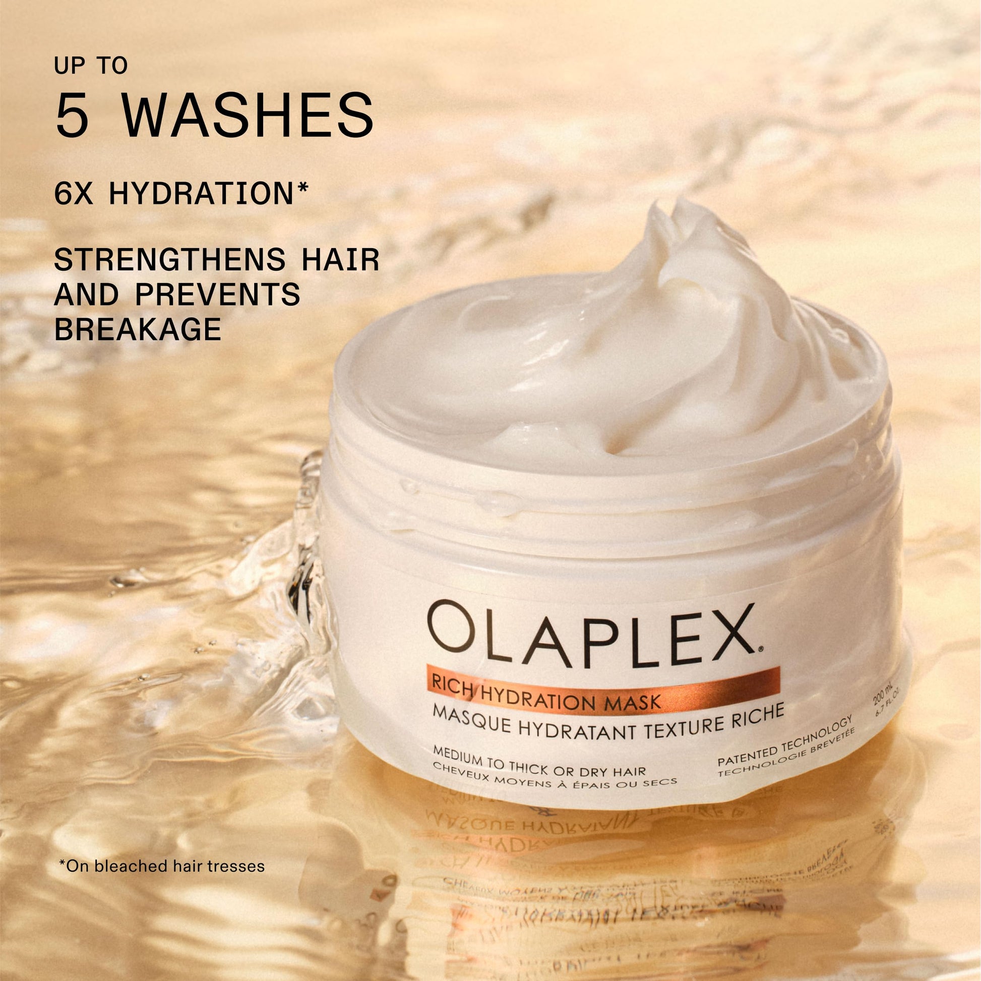 Creamy texture of the Olaplex hydration mask for dry and coarse hair types