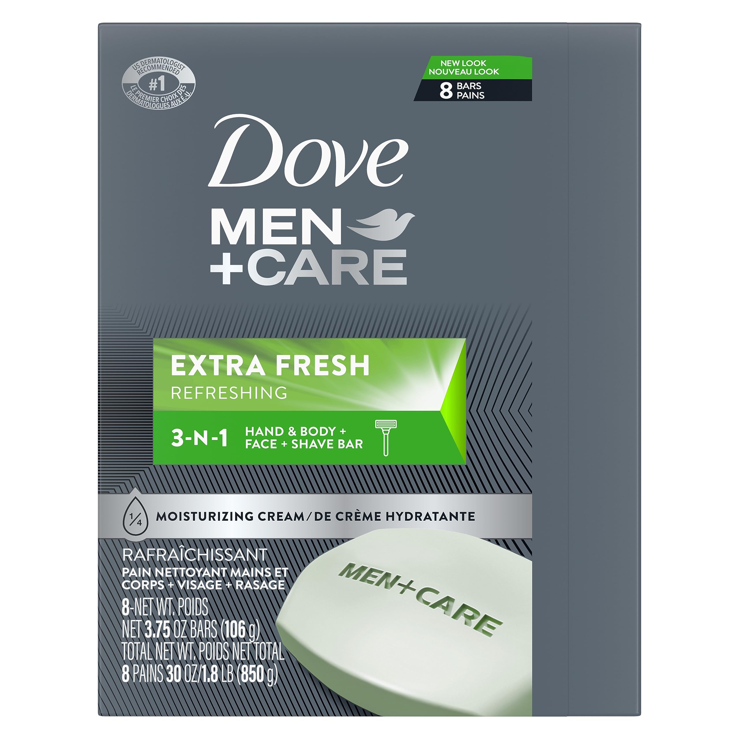 Dermatologist recommended Dove Men shaving and cleansing bar