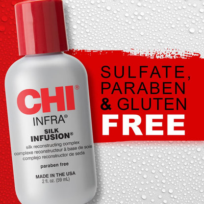 Close up of CHI Silk Infusion treatment bottle