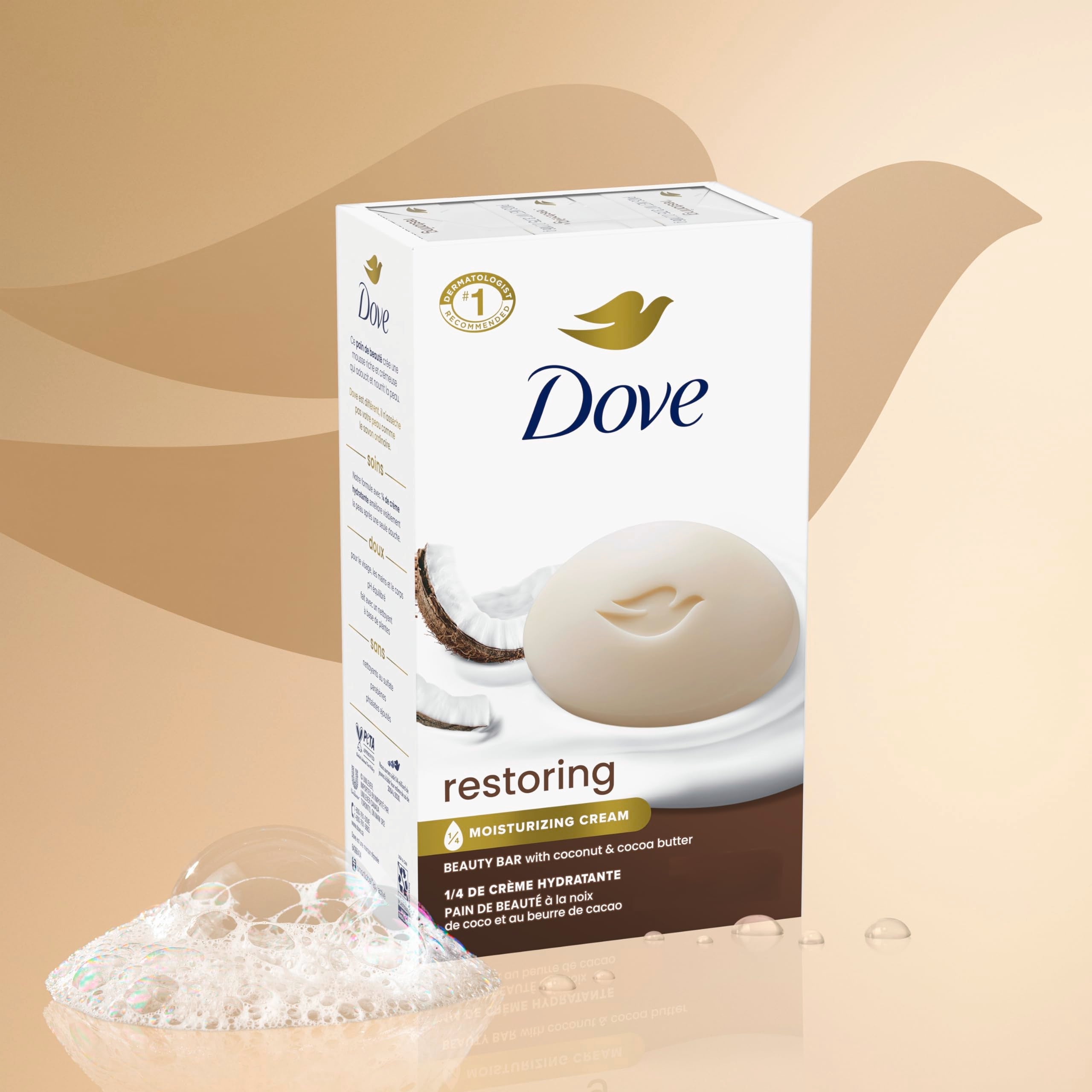 Dove Restoring Beauty Bar bar displayed outside of box