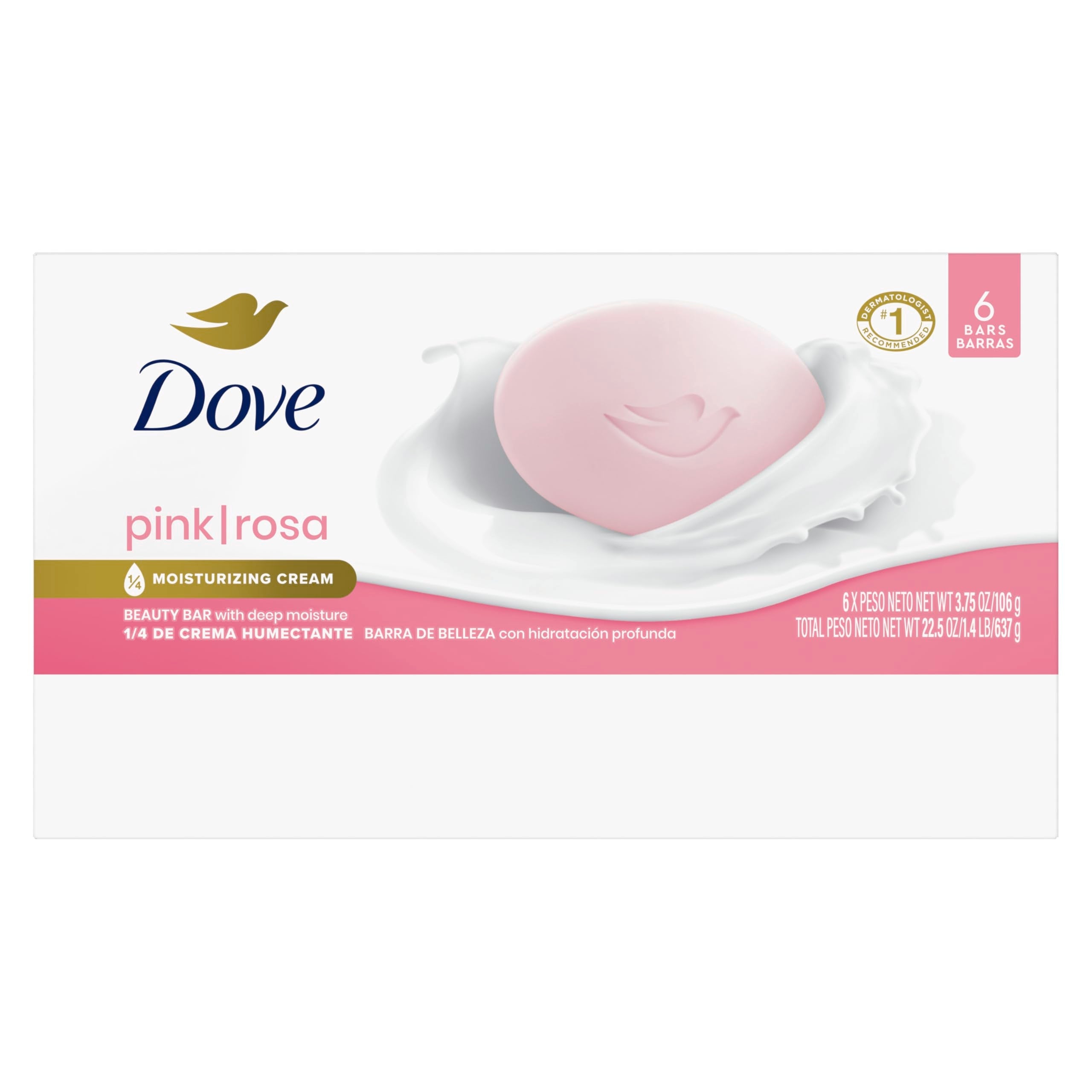 Close up of Dove Pink Beauty Bar branding