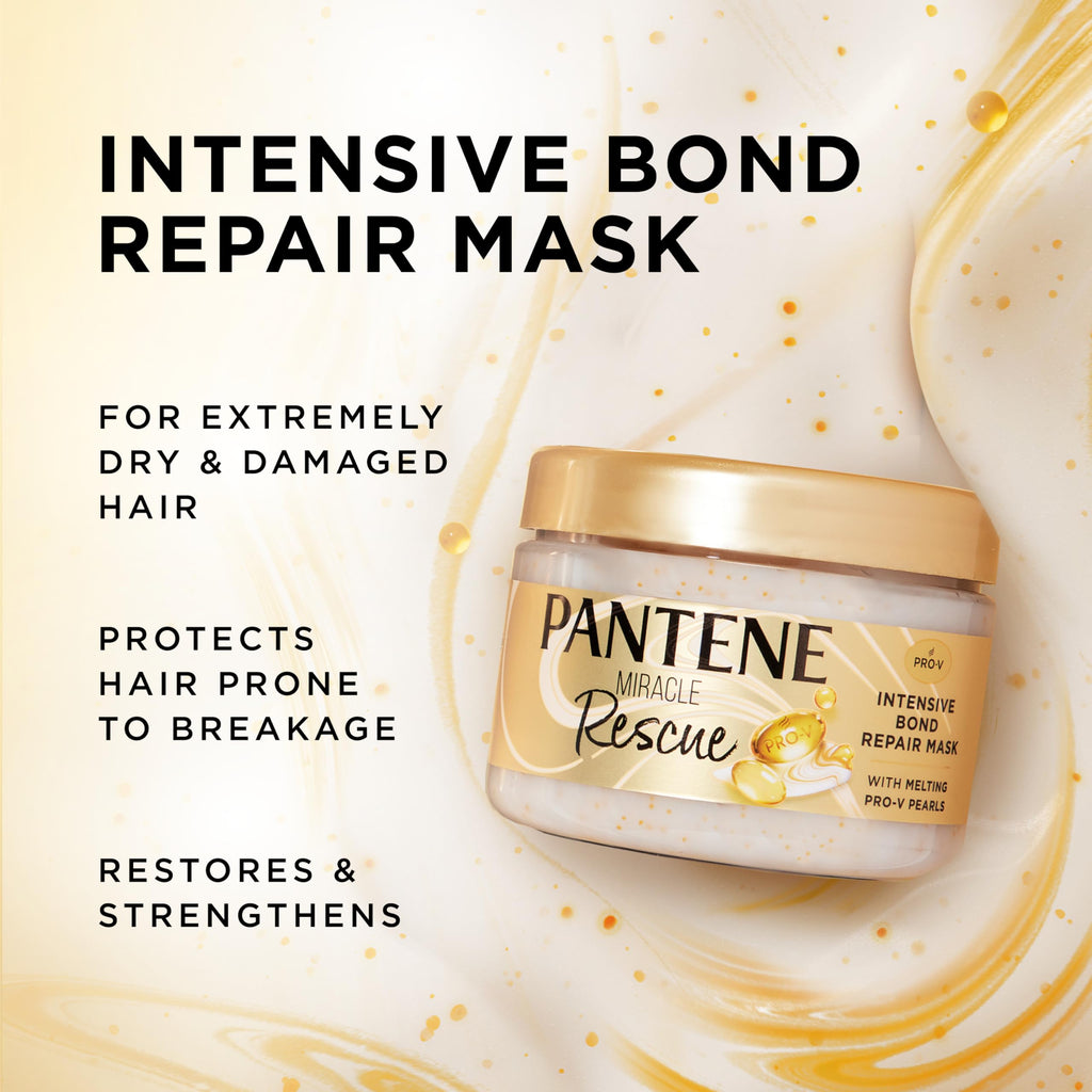 Pantene hair mask jar showing texture and melting Pro-V pearls