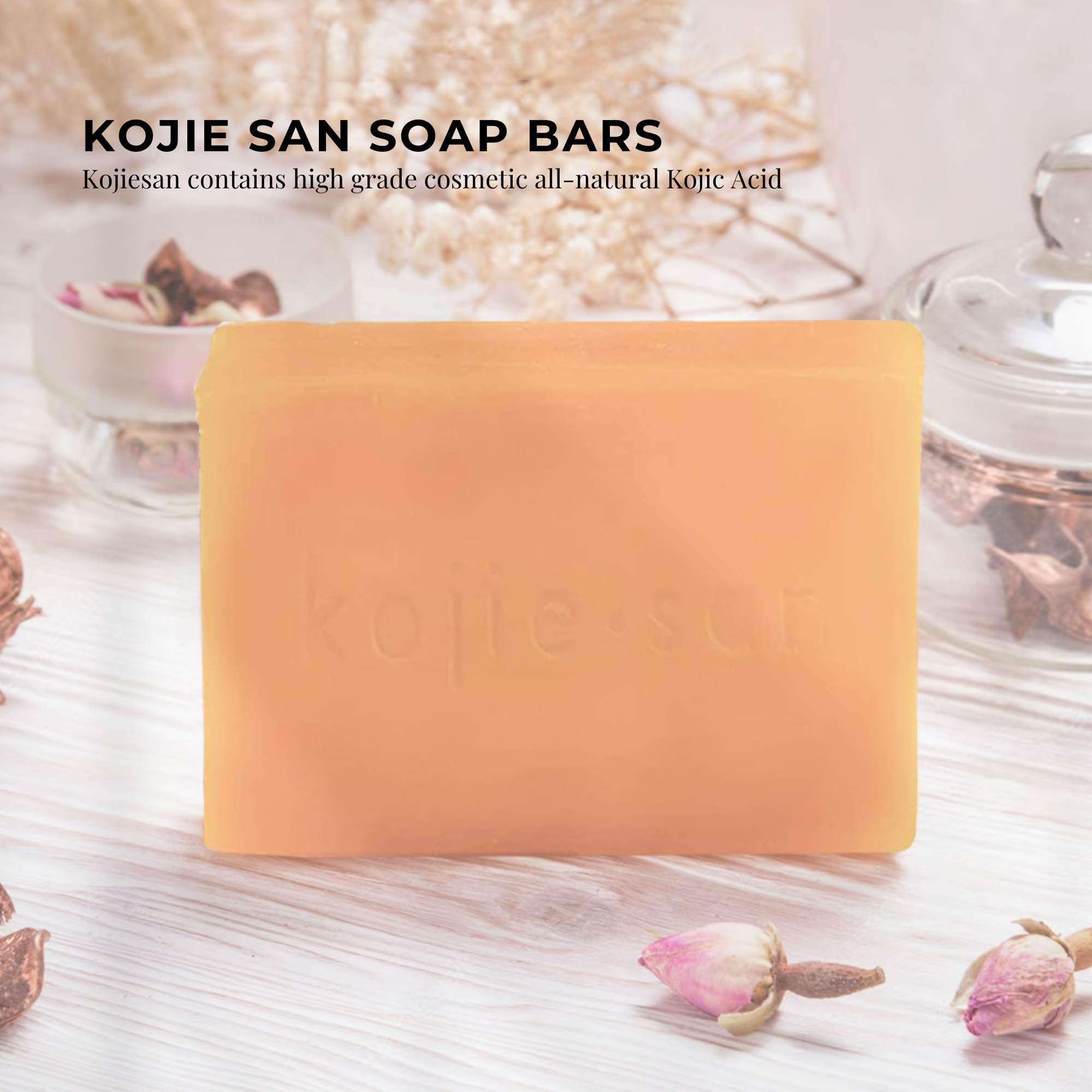 Two bars of Kojie San Kojic Acid soap in original packaging