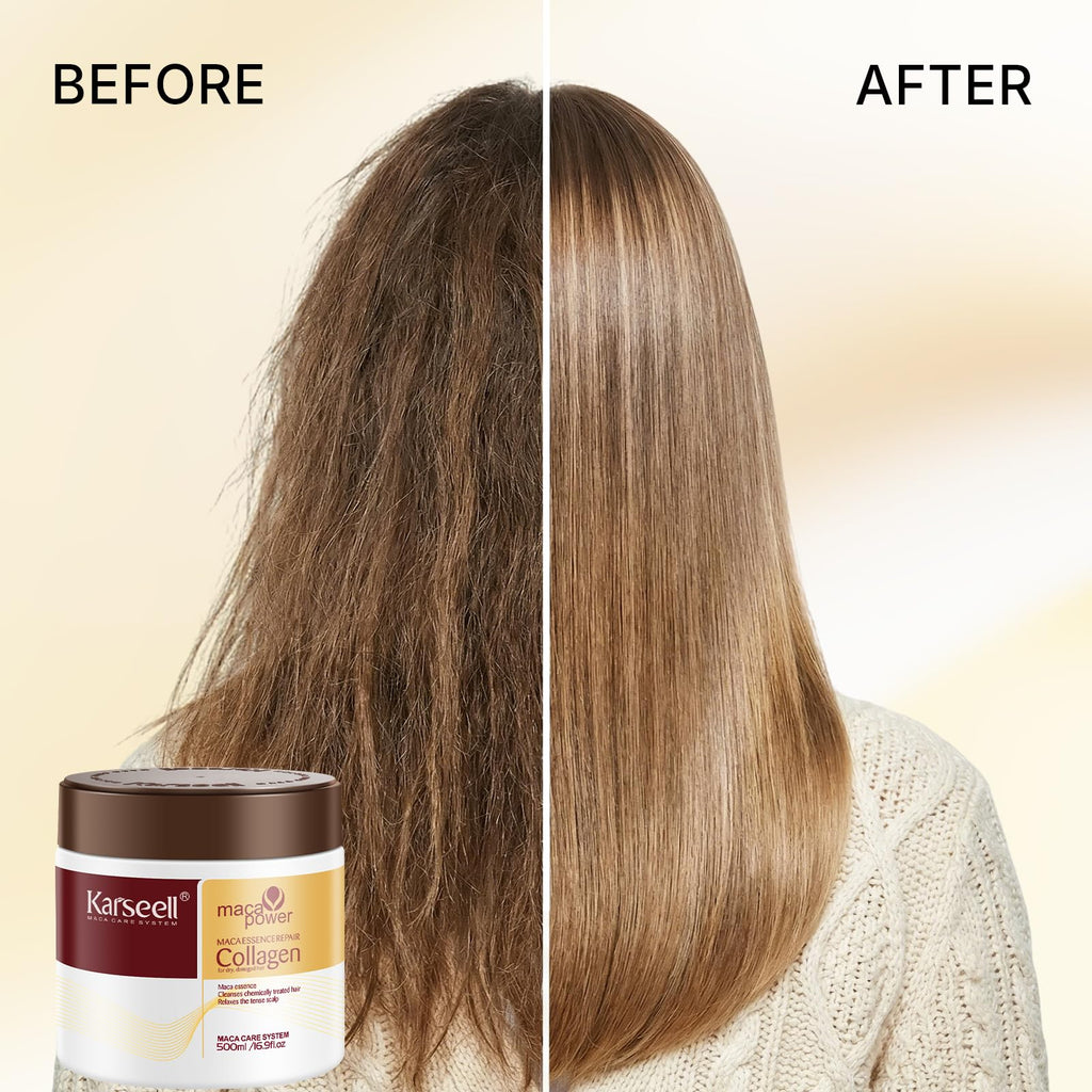 Karseell collagen hair mask set components laid out