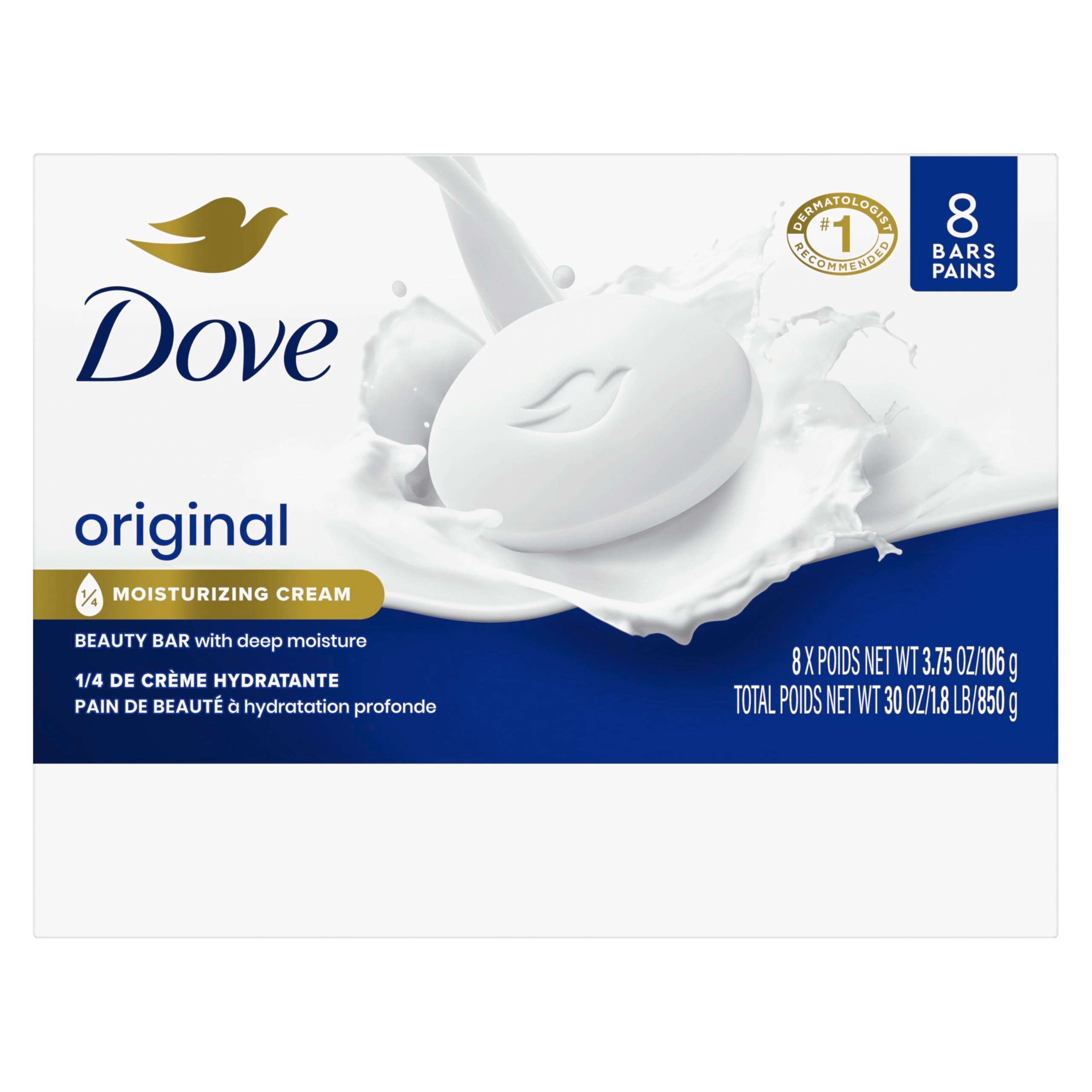 Close up of Dove 1/4 moisturizing cream label
