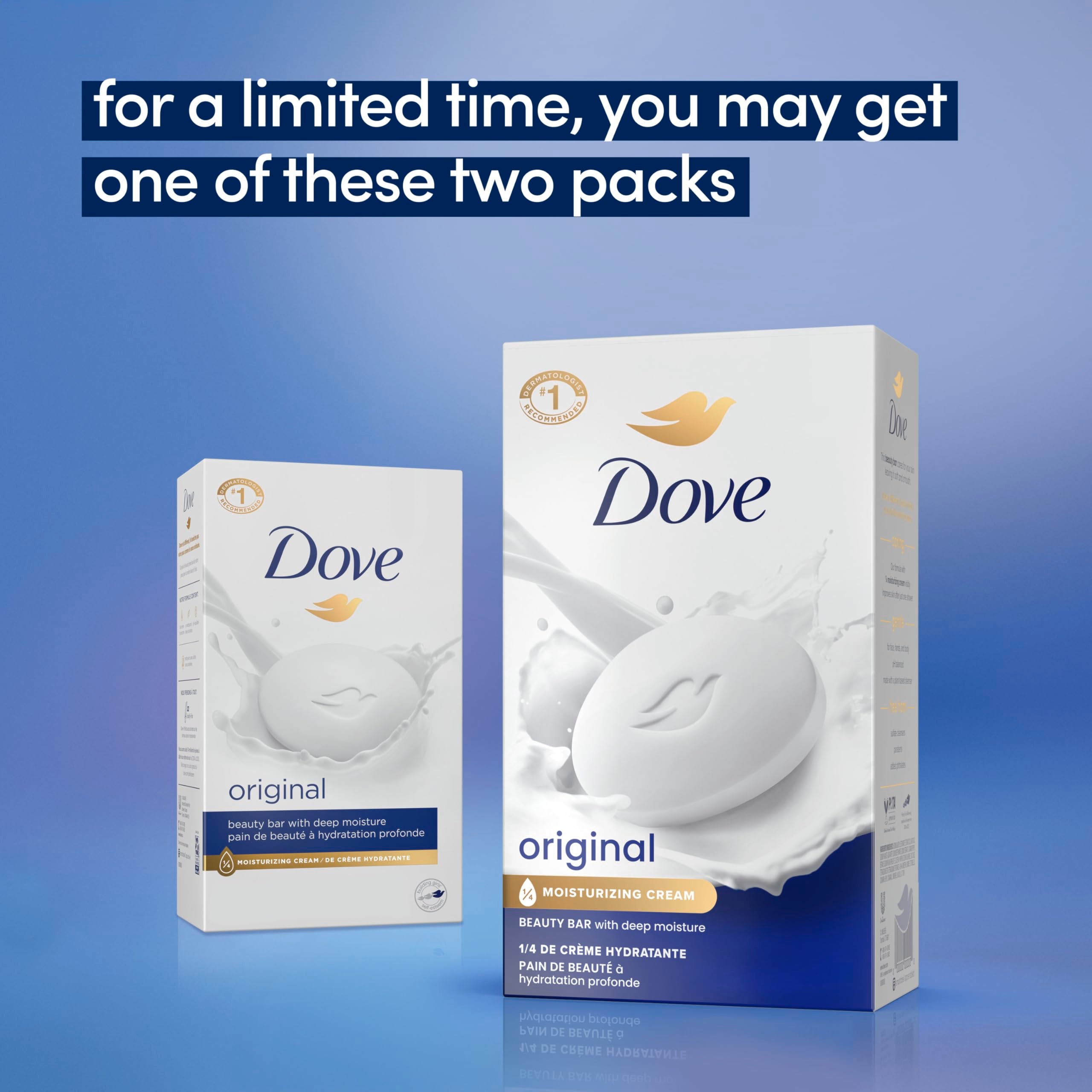 Dove Beauty Bar 8 count packaging side view