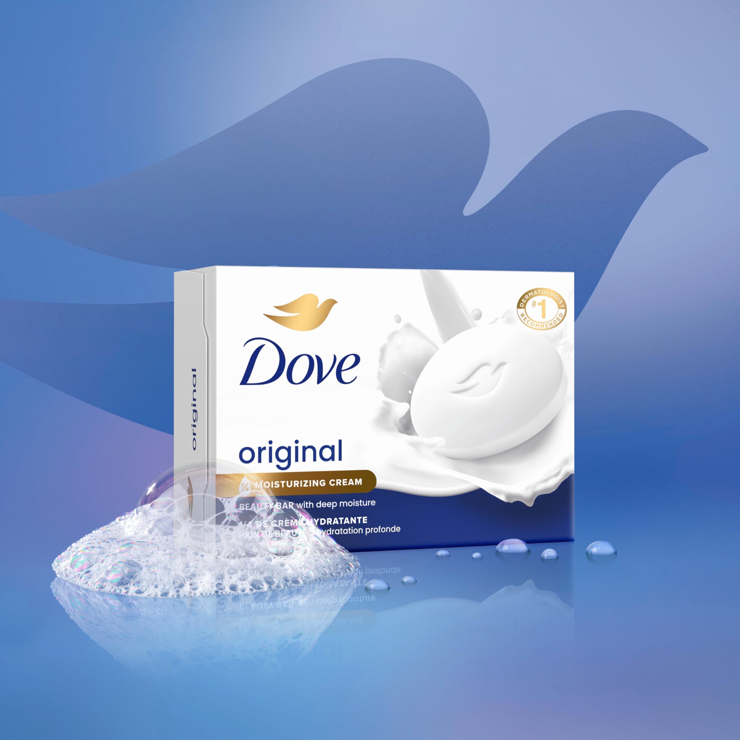 Top view of Dove Original Beauty Bar 8 pack