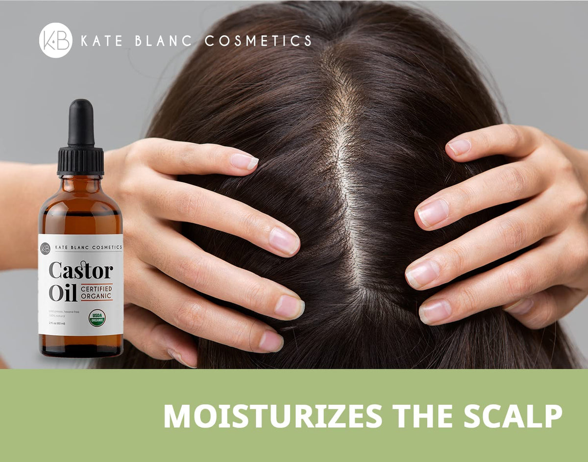 Multipurpose organic castor oil kit showing the dropper top and precise applicators for brow care