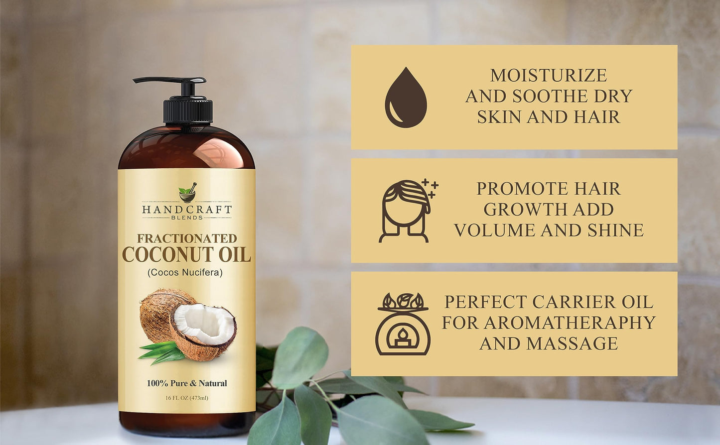 Authentic USA imported Handcraft Blends carrier oil bottle with an easy to use dispensing cap.