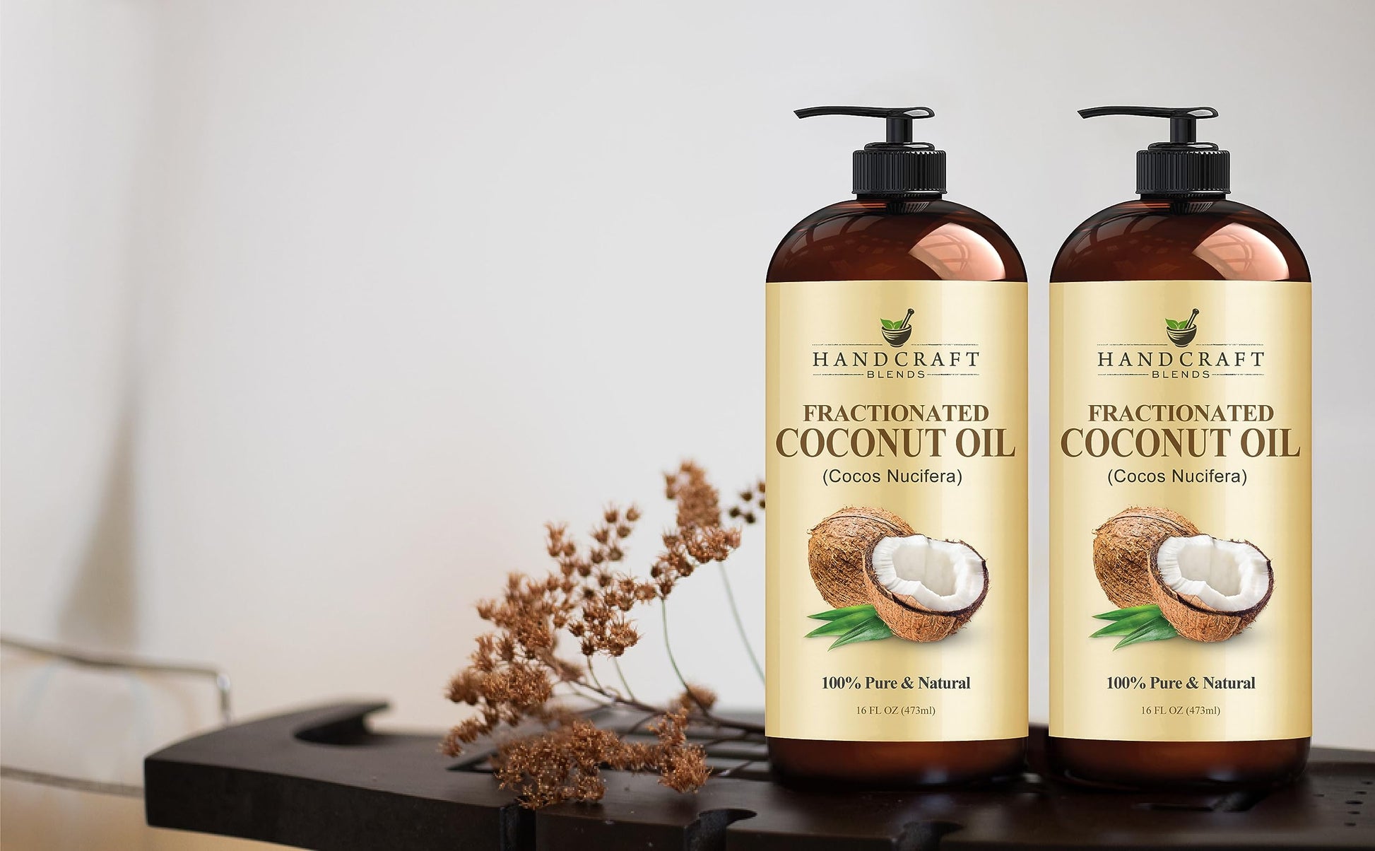 Natural coconut massage oil being rubbed into the skin for full body relaxation.