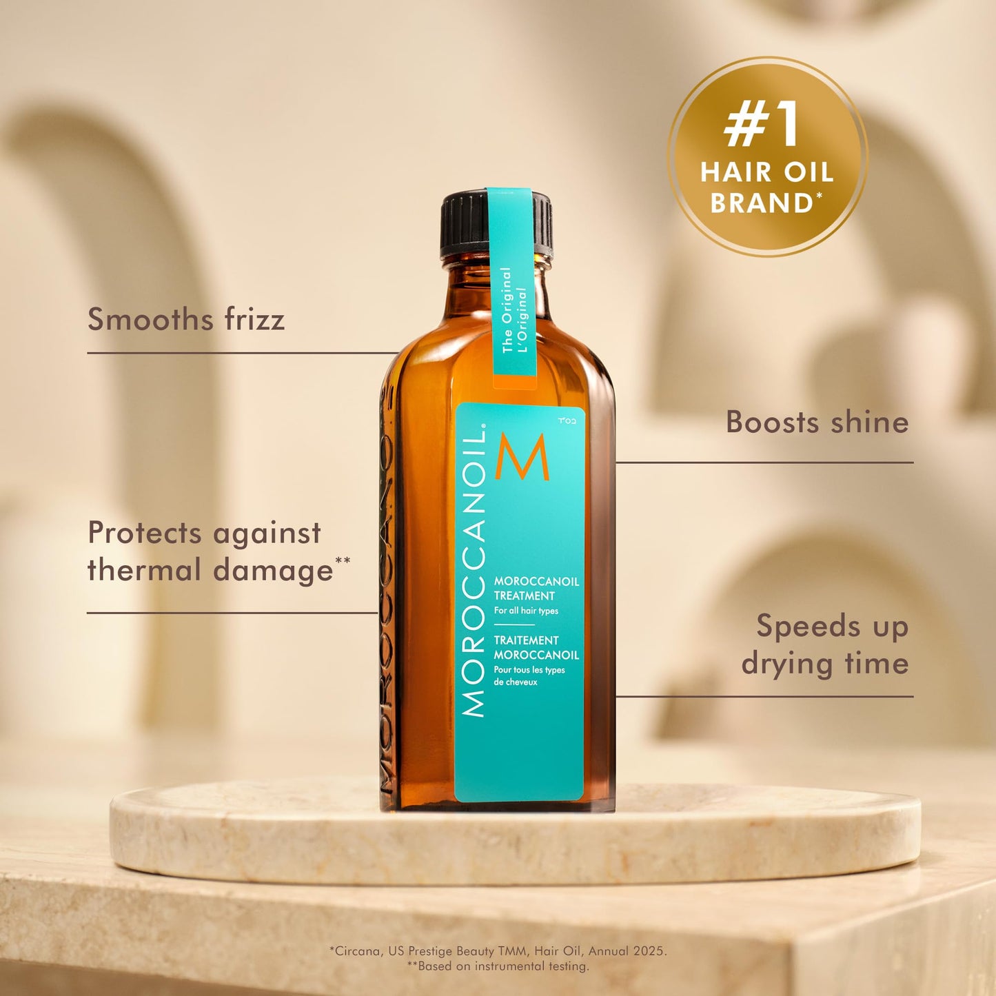 Moroccanoil Treatment Original fluid consistency being dispensed from the pump