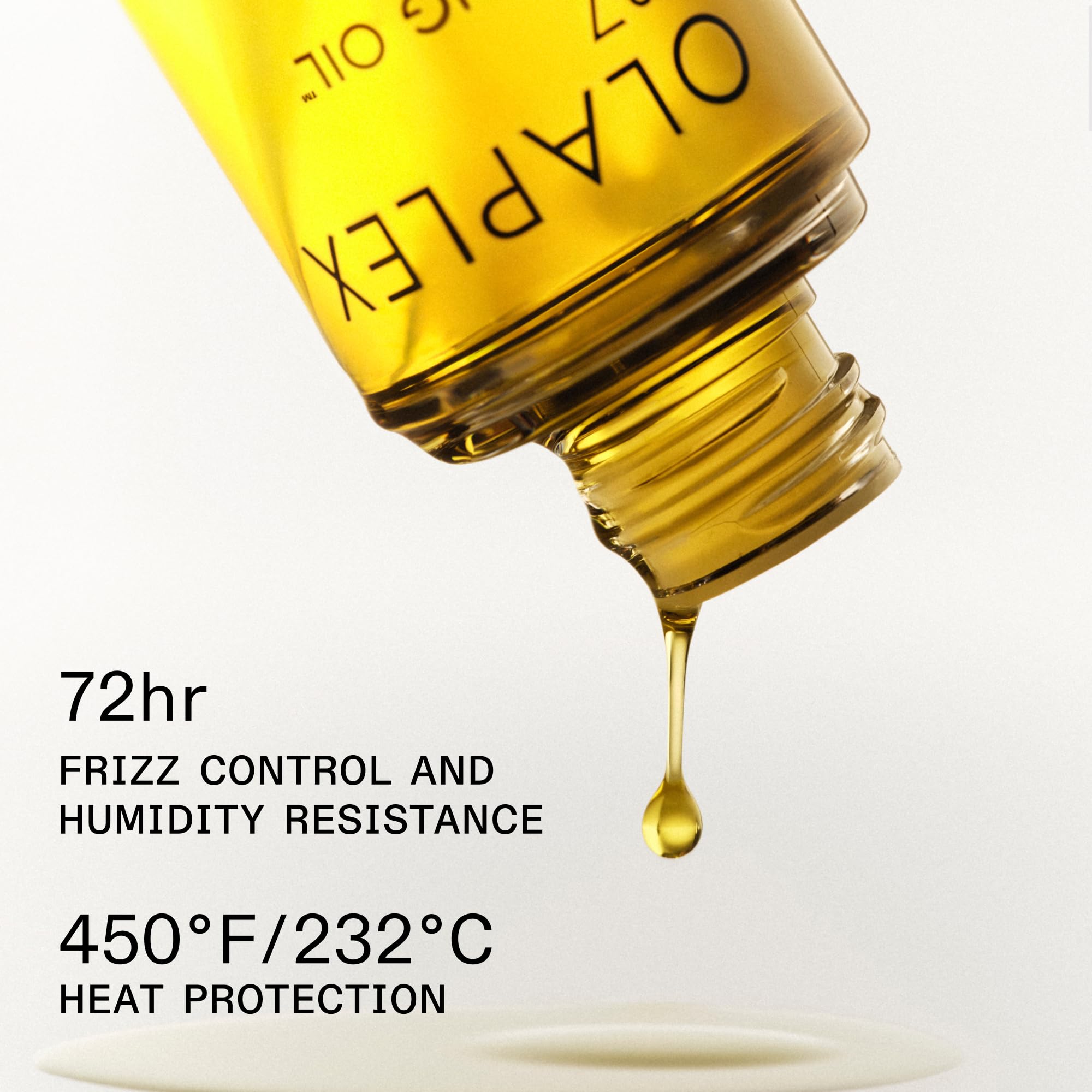 Olaplex high shine heat protectant hair styling oil packaging clear yellow liquid formula