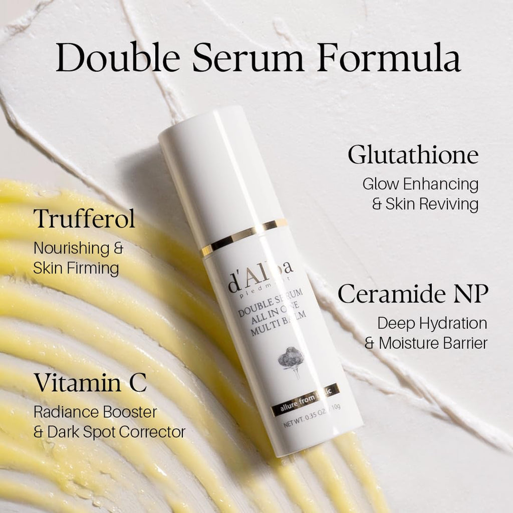 D'Alba White Truffle multi balm ingredient highlights and benefits graphic
