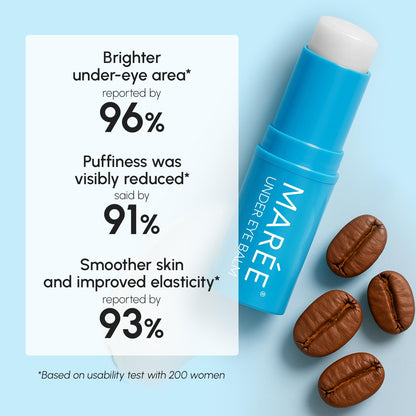 MAREE depuffing caffeine eye stick formula swatch on smooth background