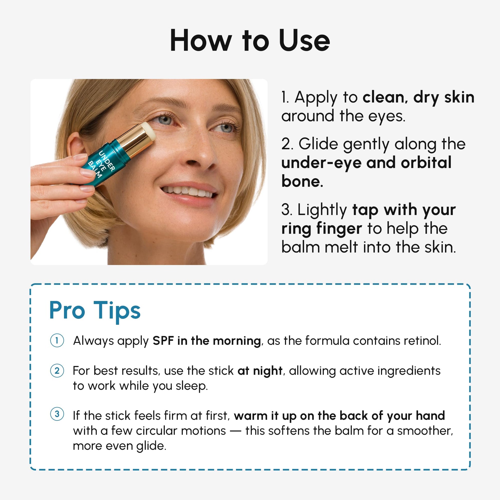 Skincare routine setup featuring the MAREE eye brightener stick next to a moisturizer