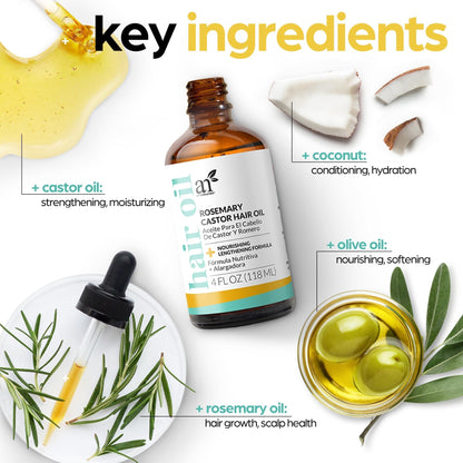 Artnaturals organic rosemary oil box packaging displaying USA imported certification details.