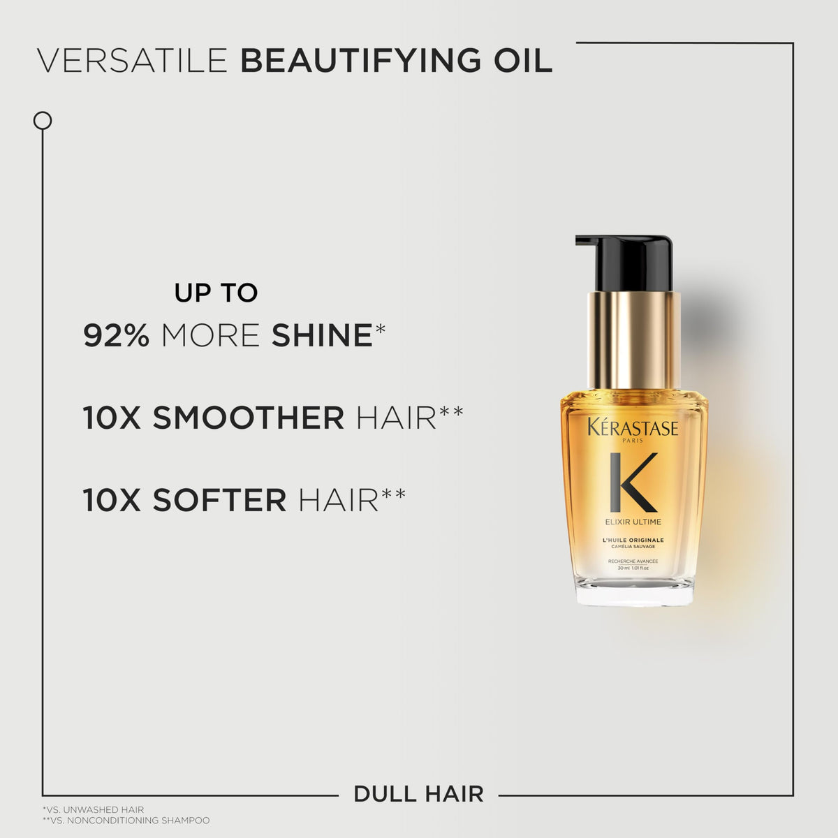 KÃ©rastase Elixir Ultime anti frizz serum bottle displayed with its outer packaging box