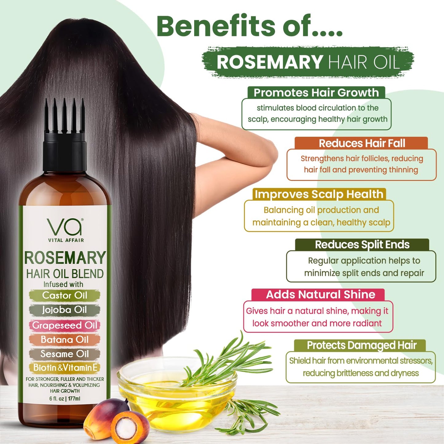 Vital Affair biotin and vitamin E infused hair oil application view