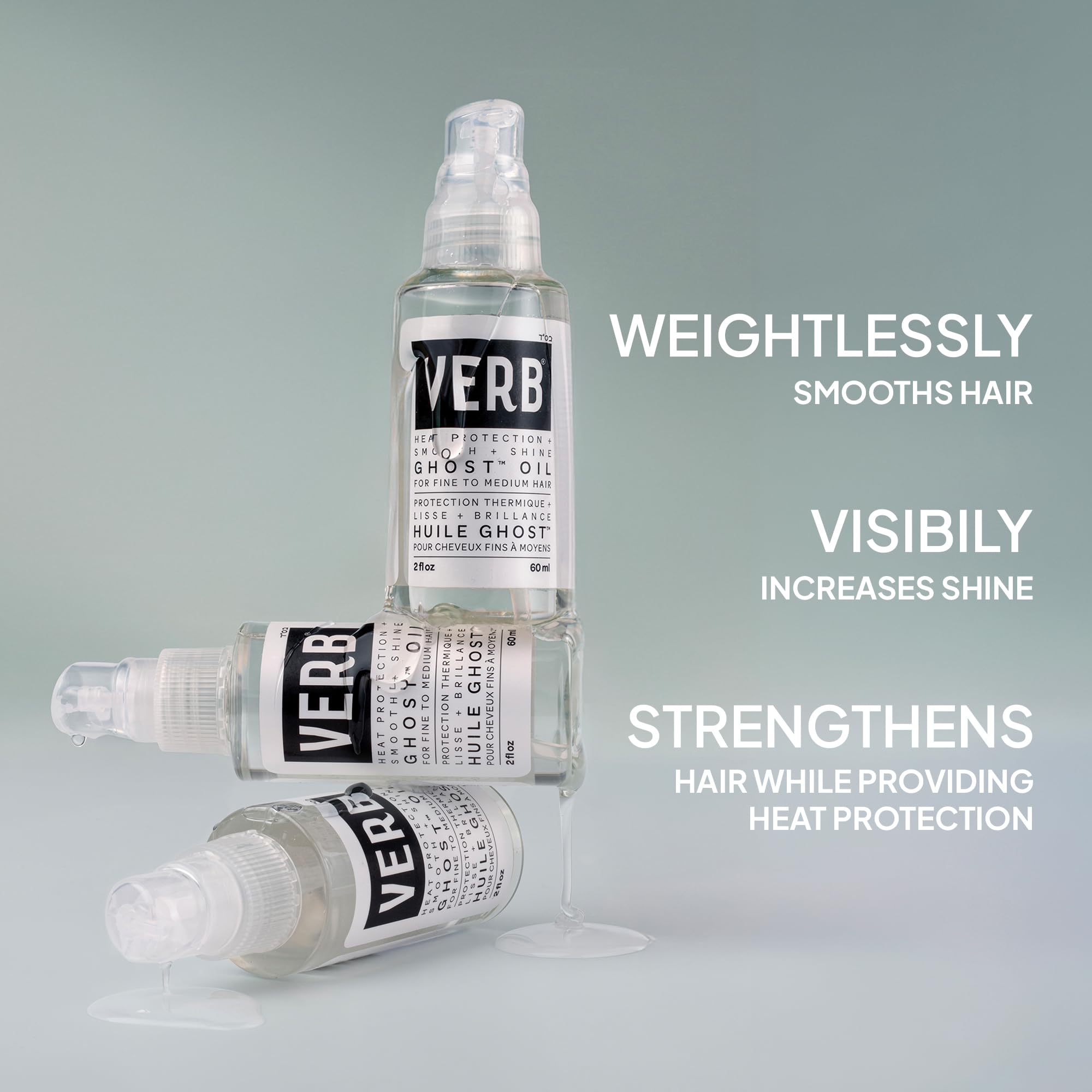 Verb Ghost Oil bottle showcasing clear lightweight moringa oil texture