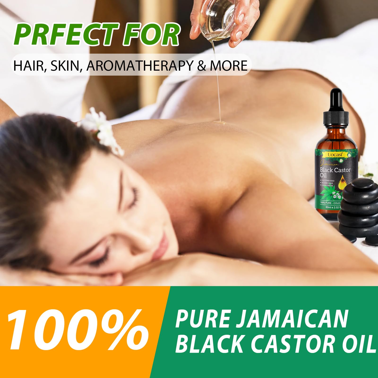 Organic cold pressed black castor oil amber glass bottle with eyelash applicators