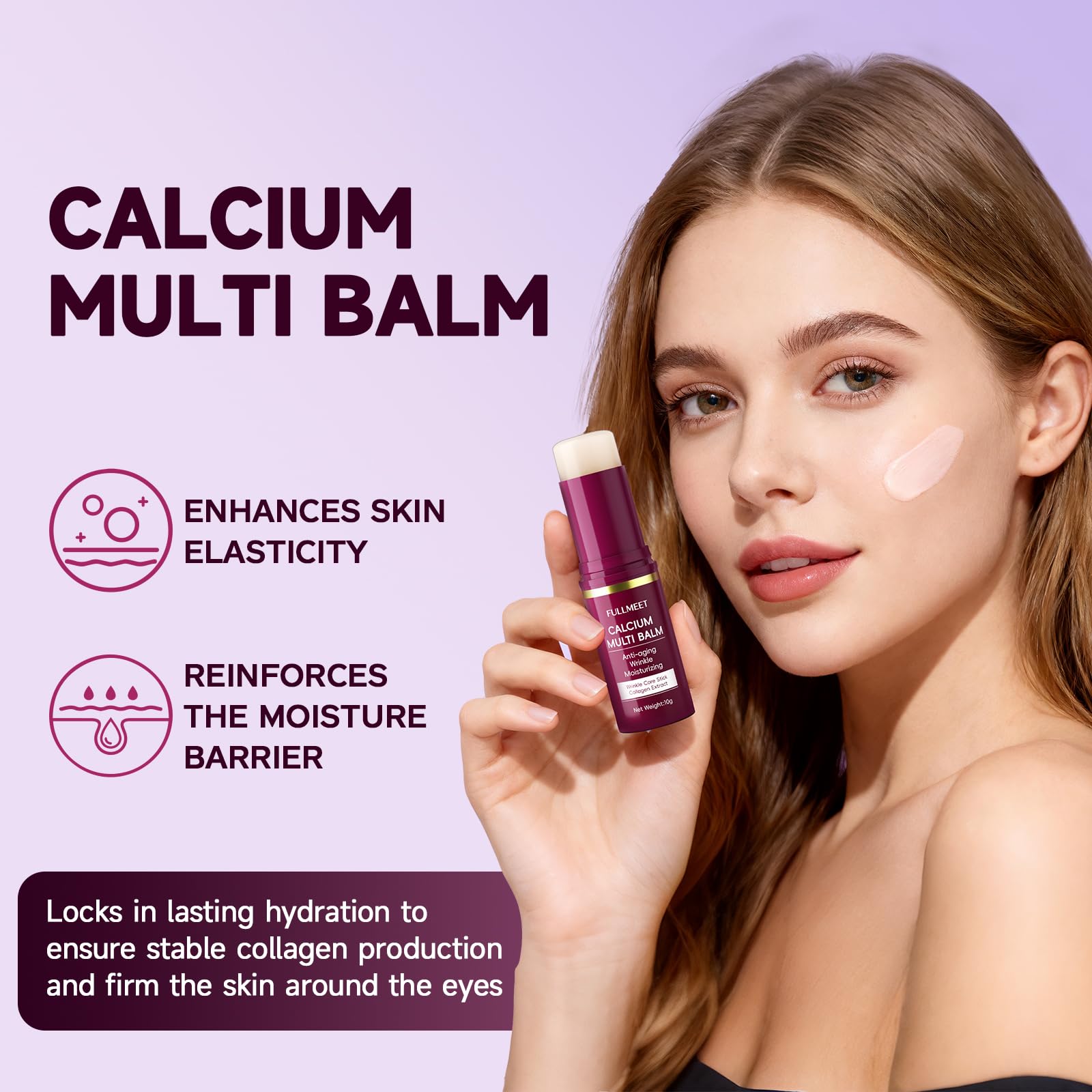 Mzzsveuy Calcium Intense Cream jar beside the wrinkle core stick for face care