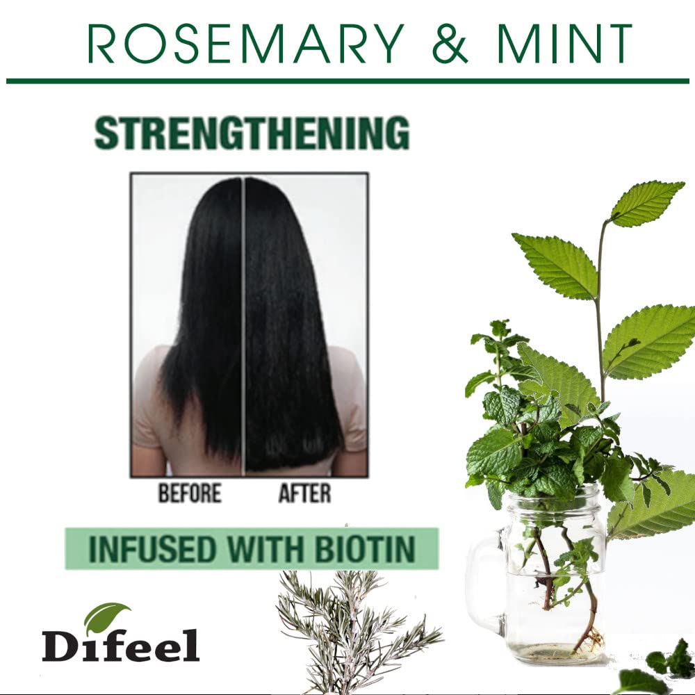Difeel natural rosemary oil and biotin premium blend for repairing dry and damaged hair textures.