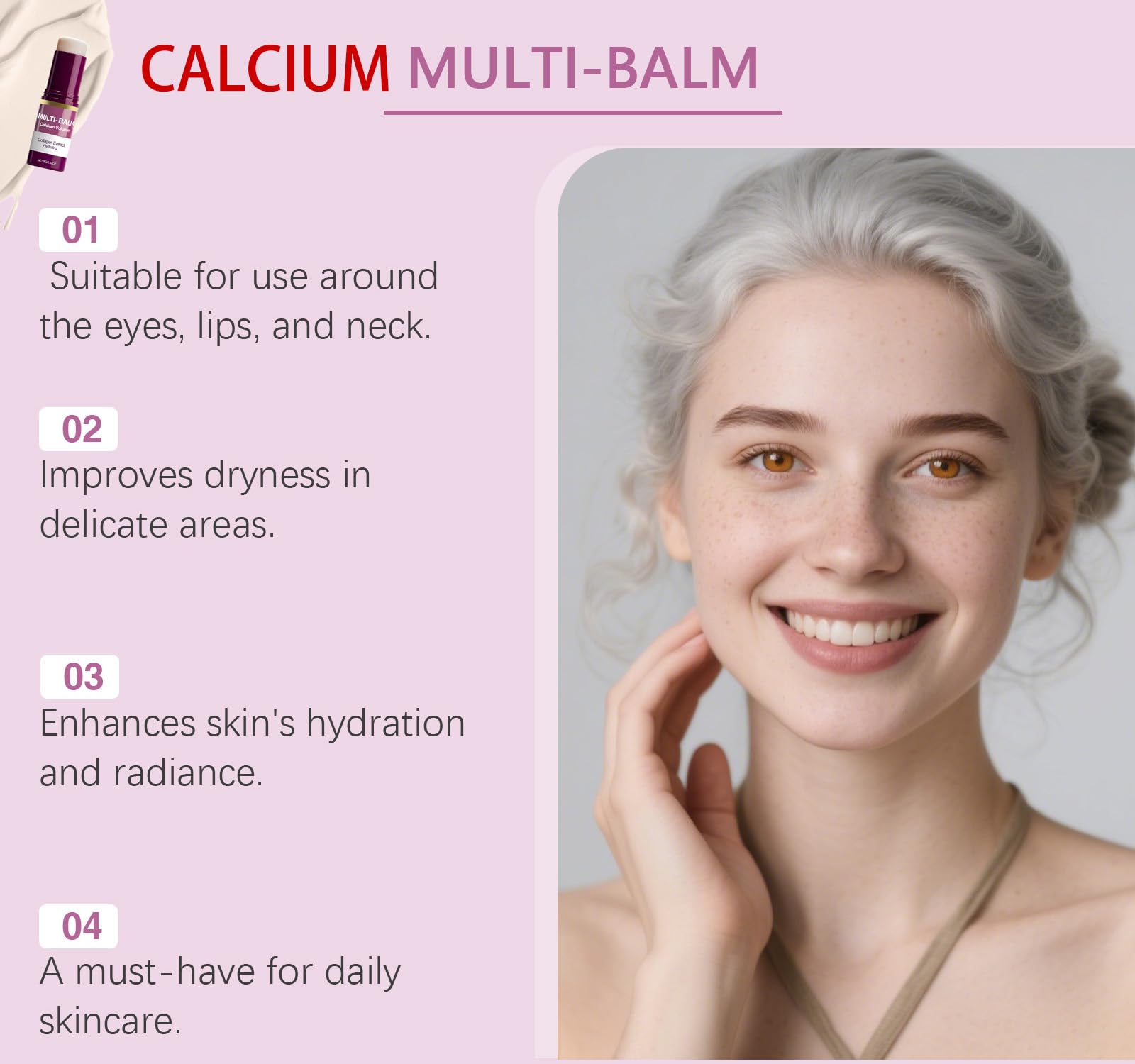 EOIRULA calcium and vitamin E moisturizing balm applied on the eye area