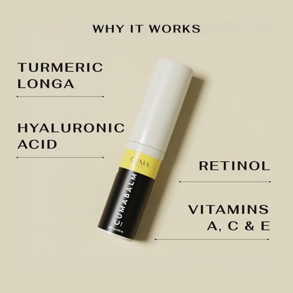 Cuma Skincare eye balm stick open showing the product texture