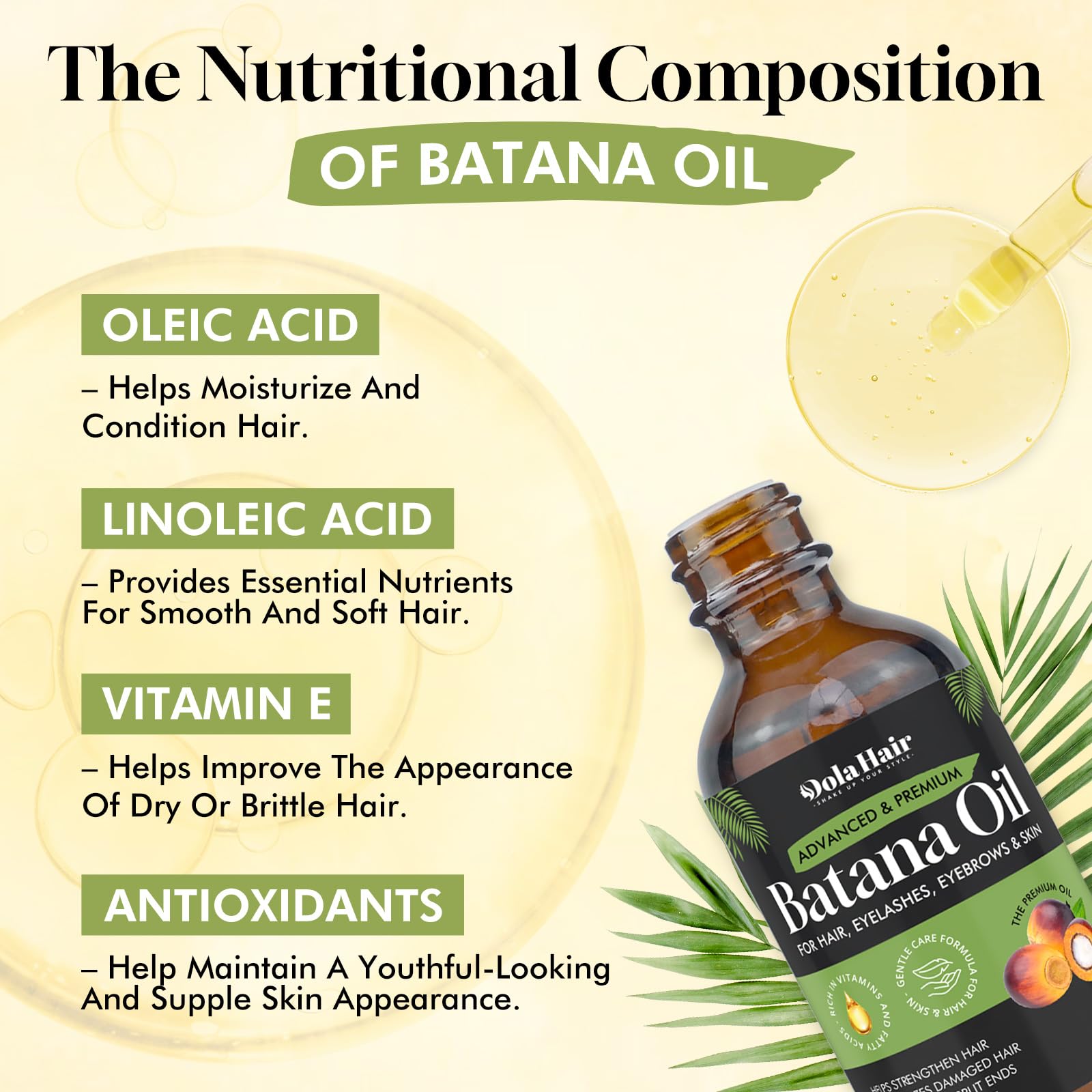 Dolahair unrefined batana oil package with styling applicator brush