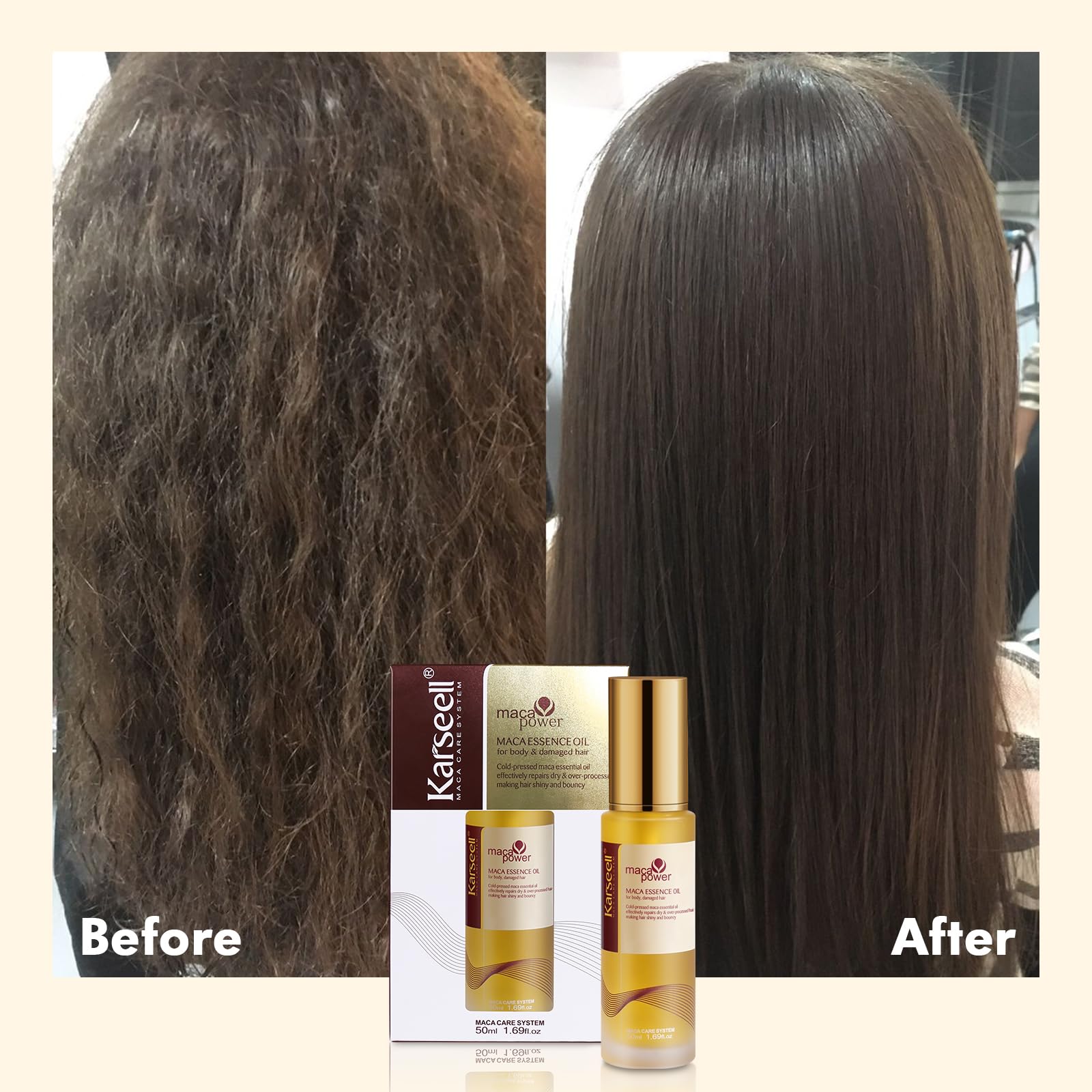 Karseell argan oil hair serum texturÃ© demonstration for anti frizz care
