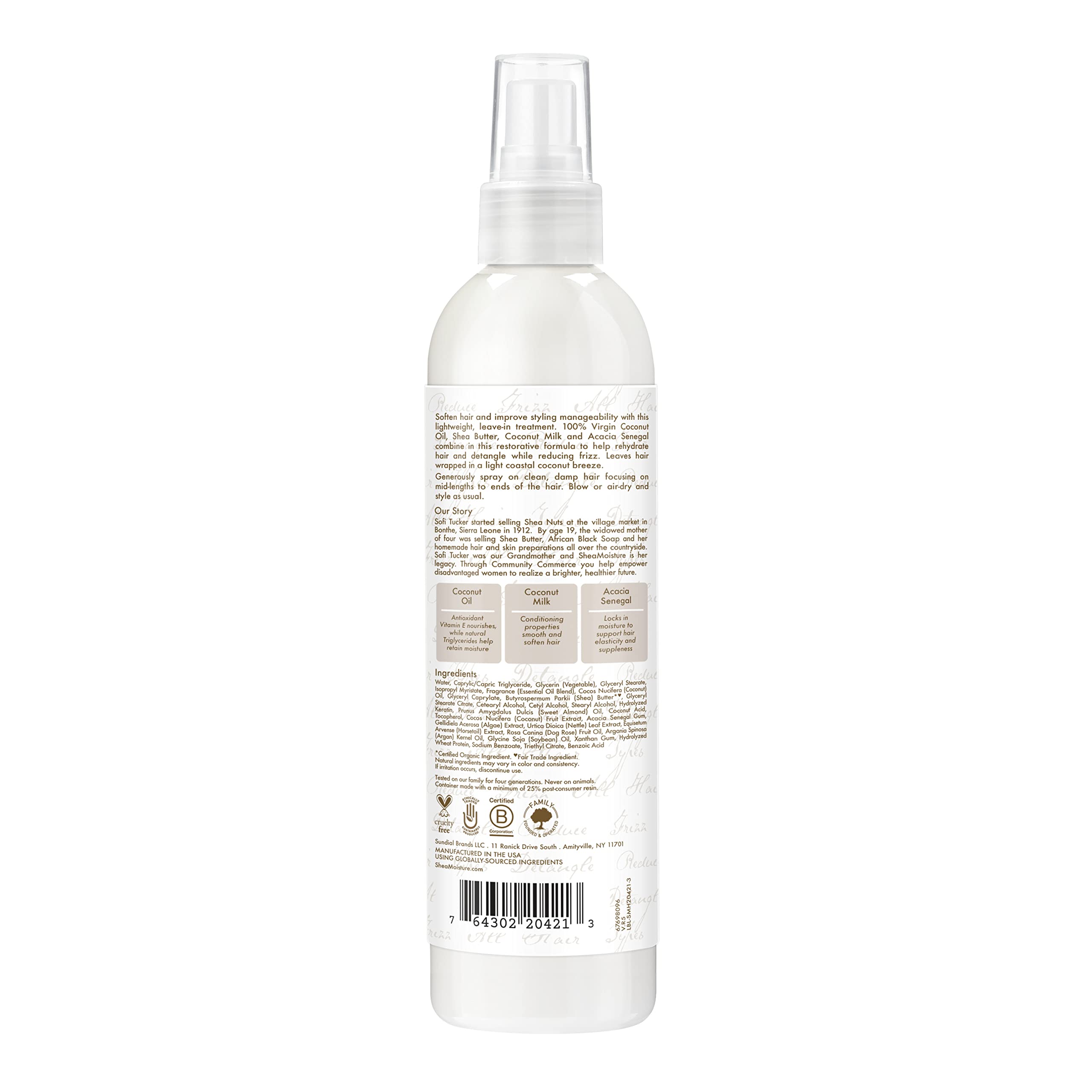 Shea Moisture daily hydration leave-in conditioner spray nozzle close-up for application details.