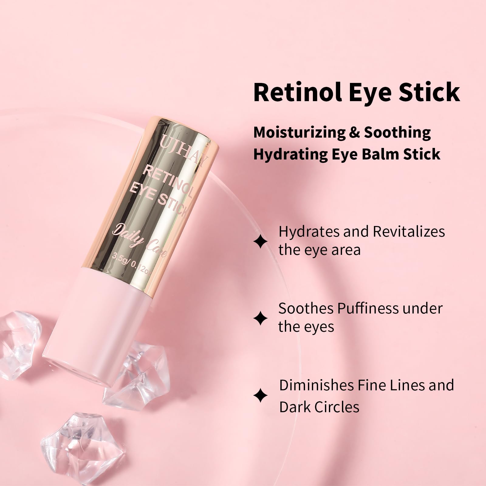Anti-aging eye balm stick open container displaying the creamy formulation texture.