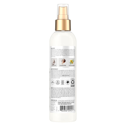 Back label of Shea Moisture 100 Percent Virgin Coconut Oil treatment displaying the clean ingredients.