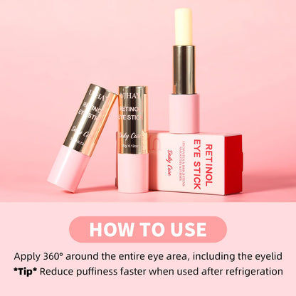 Caffeine and Vitamin C infused skincare stick for brightening tired eyes.