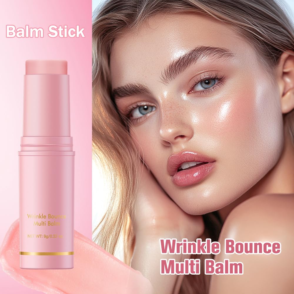Bekoeen wrinkle bounce multi balm being applied directly under the eyes for hydration.