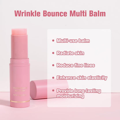 Bekoeen multi balm stick alongside a cosmetic pouch demonstrating its travel friendly size.
