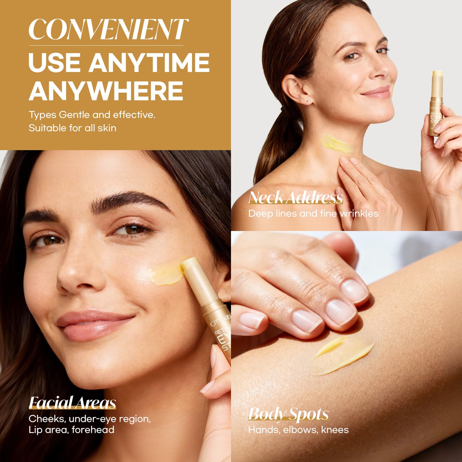 Korean skincare inspired retinol eye balm texture close up presentation