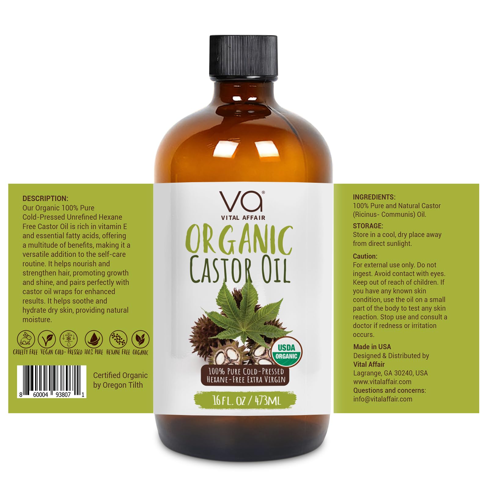 Pure cold pressed castor oil for eyelashes eyebrows and facial skincare