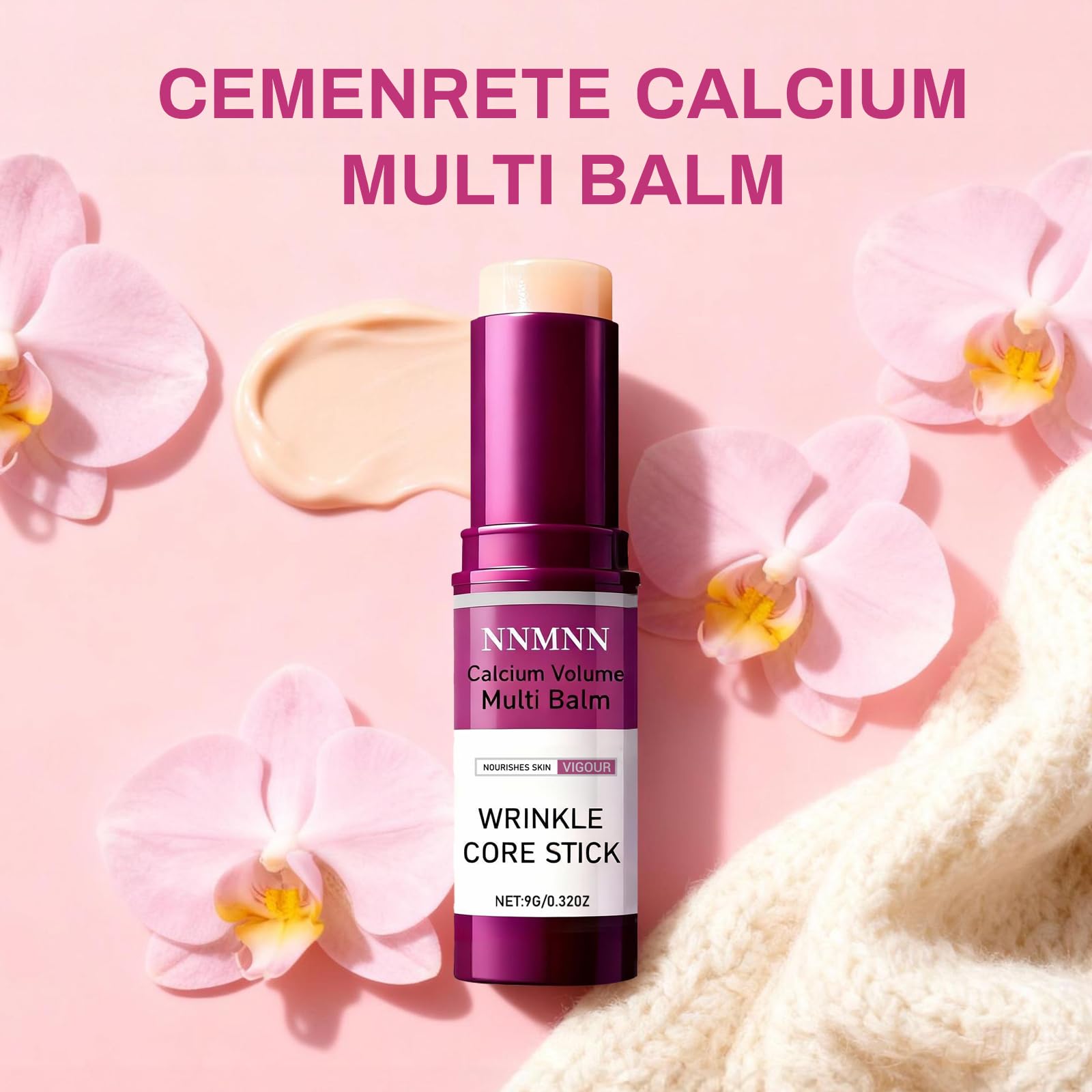 Anti-aging collagen moisturizing stick being applied directly to the neck area to target fine lines and wrinkles.