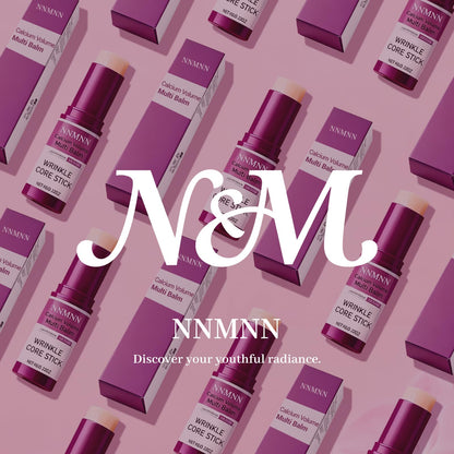 Nnmnn calcium volume stick balm twisted open to reveal the product core designed for daily facial hydration.