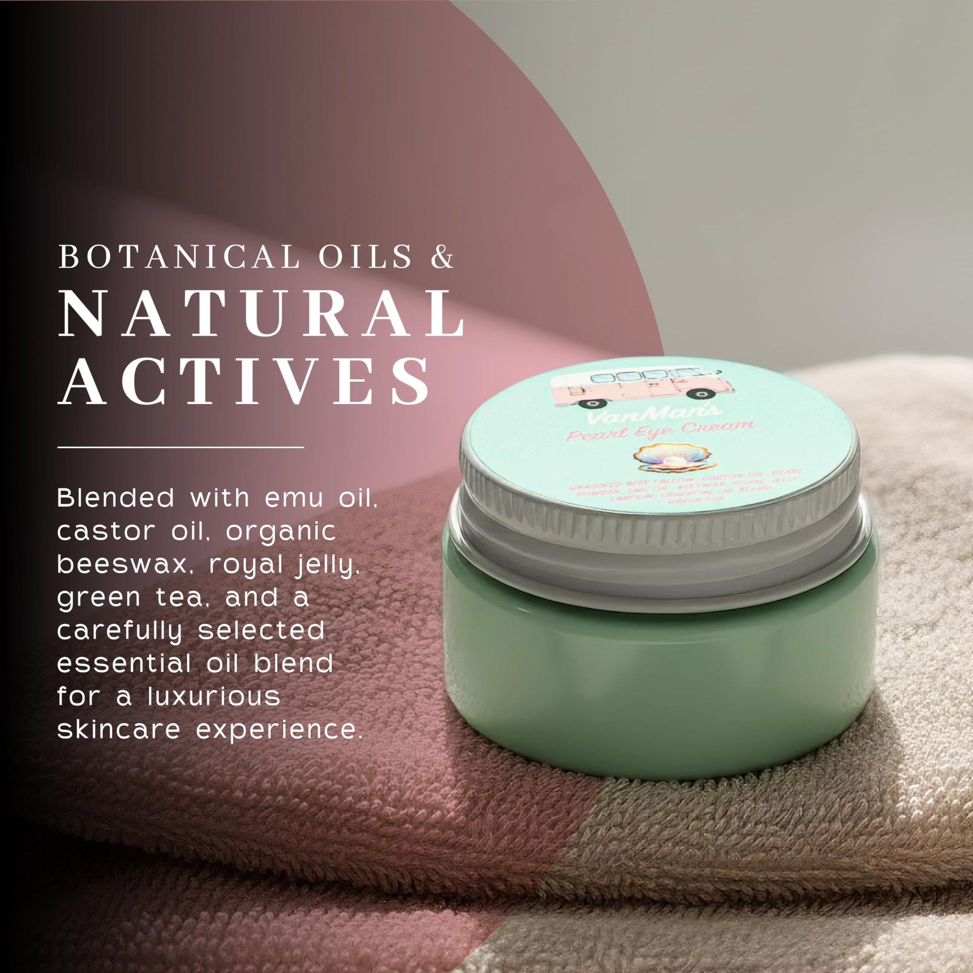 Authentic USA imported VanMan eye cream container on a clean surface.