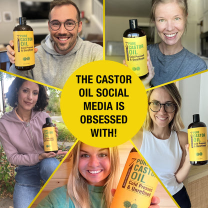 Authentic USA imported Seven Minerals castor oil bottle standing upright on a clean retail display surface