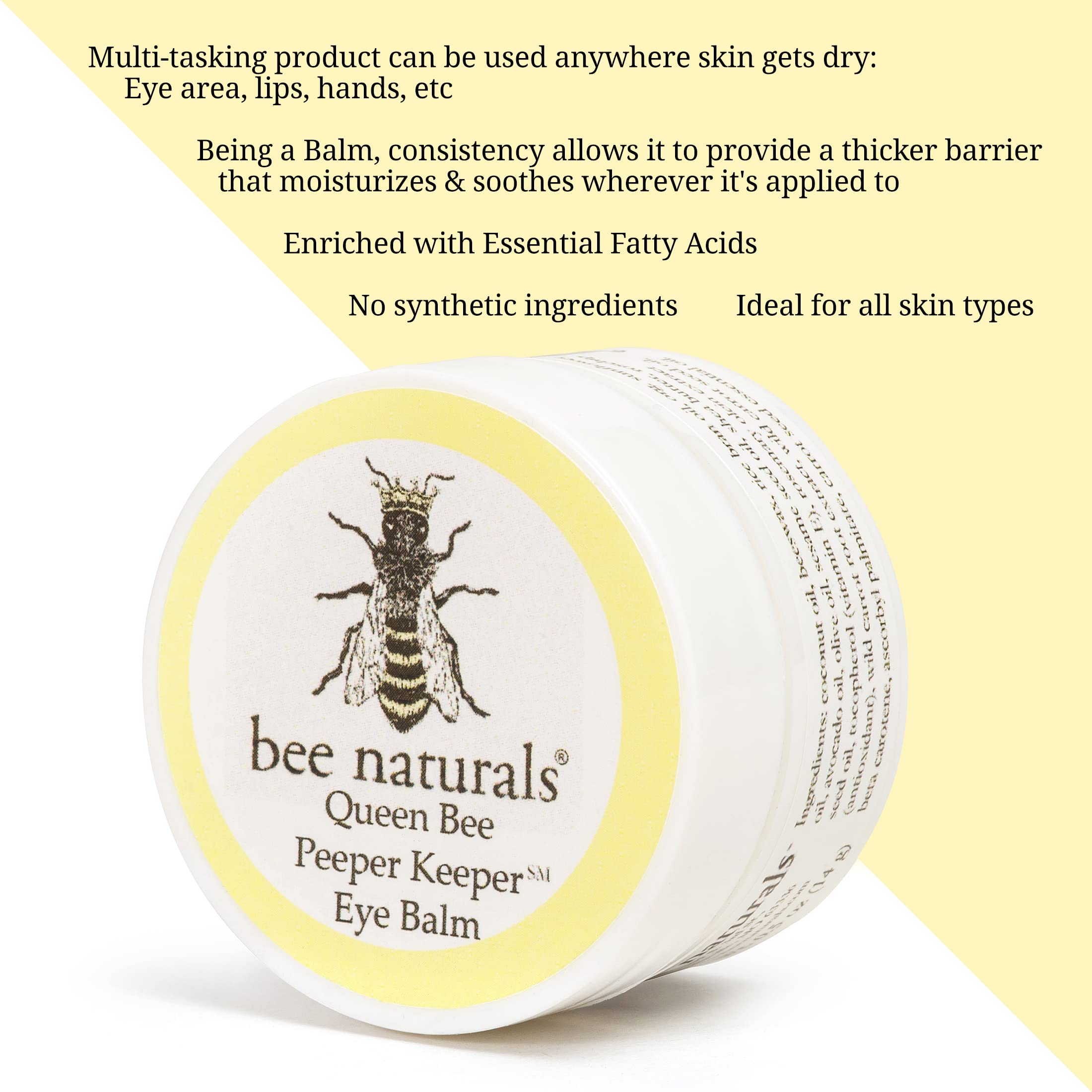 Natural eyelid cream with Vitamin E packaged in a travel friendly jar