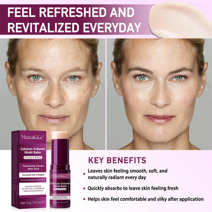 Dr.Melaxin anti-aging multi balm stick showcasing its smooth texture for face and neck hydration.