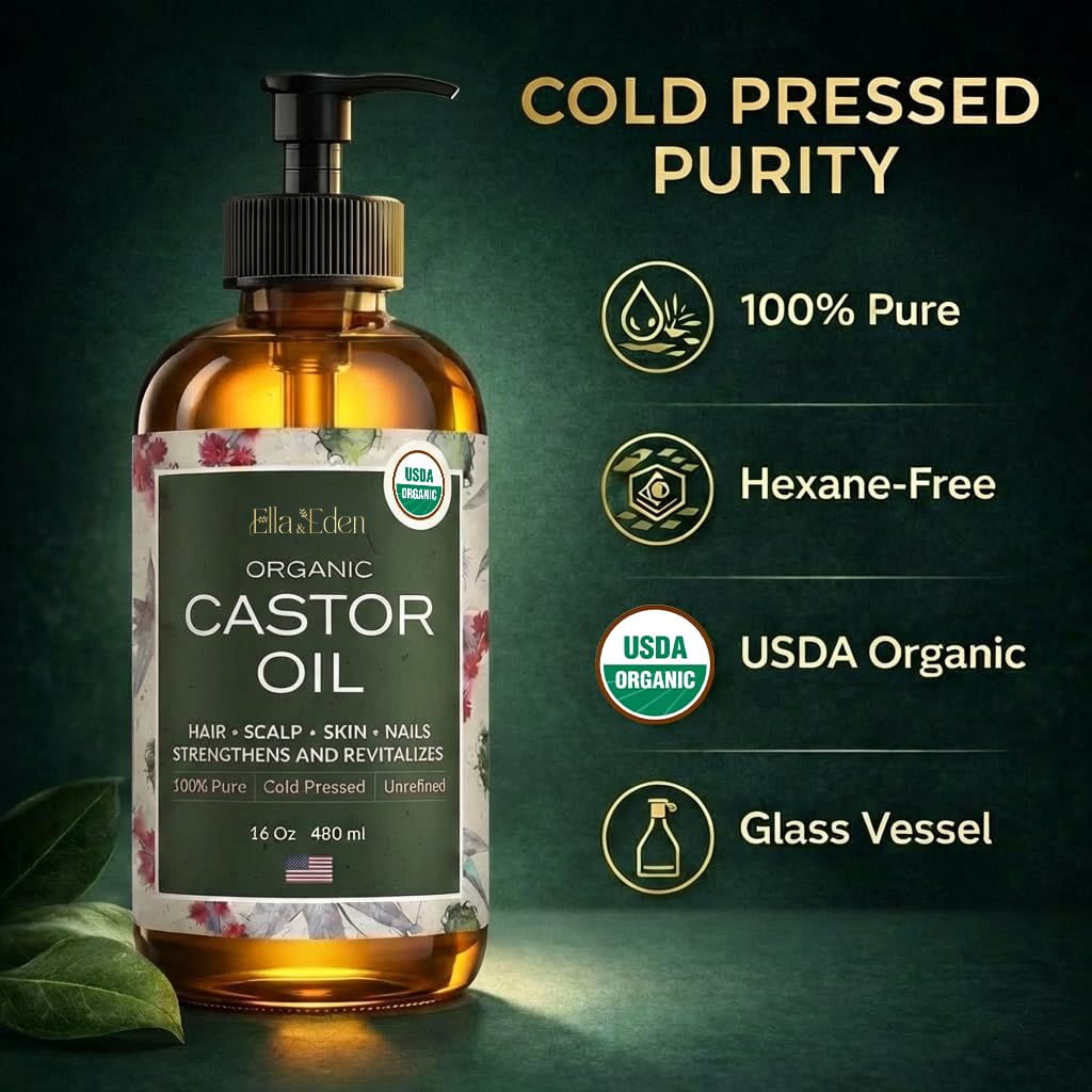 Natural organic castor oil scalp oil treatment for thicker and shinier hair.