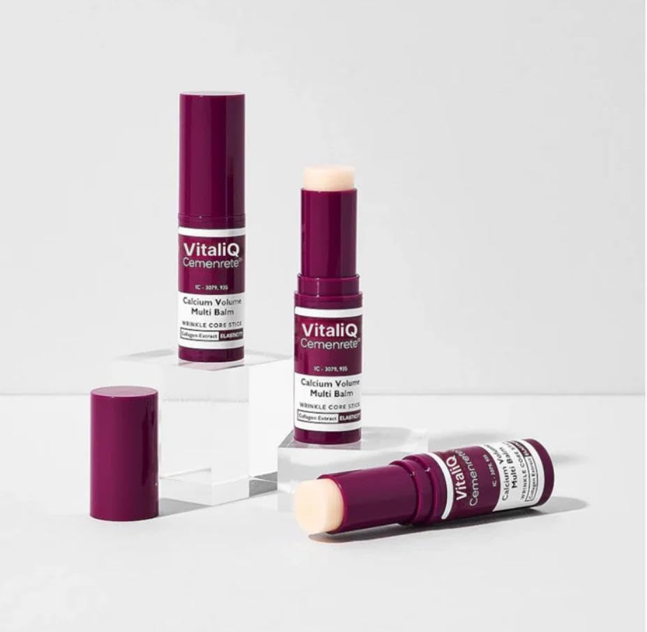 VitaliQ multi-functional moisturizer stick being applied to the under-eye area for wrinkle reduction.