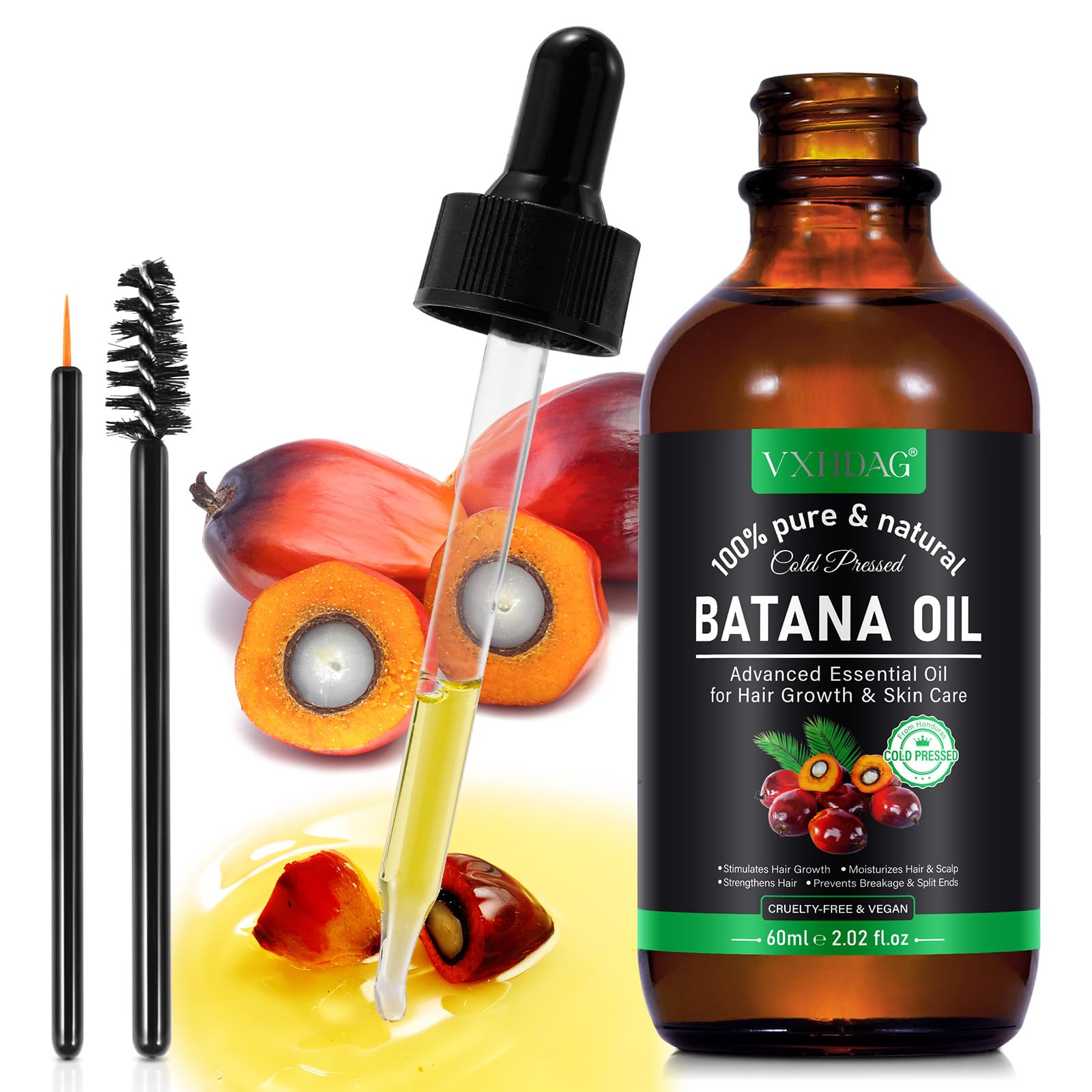 Cold pressed sixty milliliters Batana oil dropper bottle for hair fall control