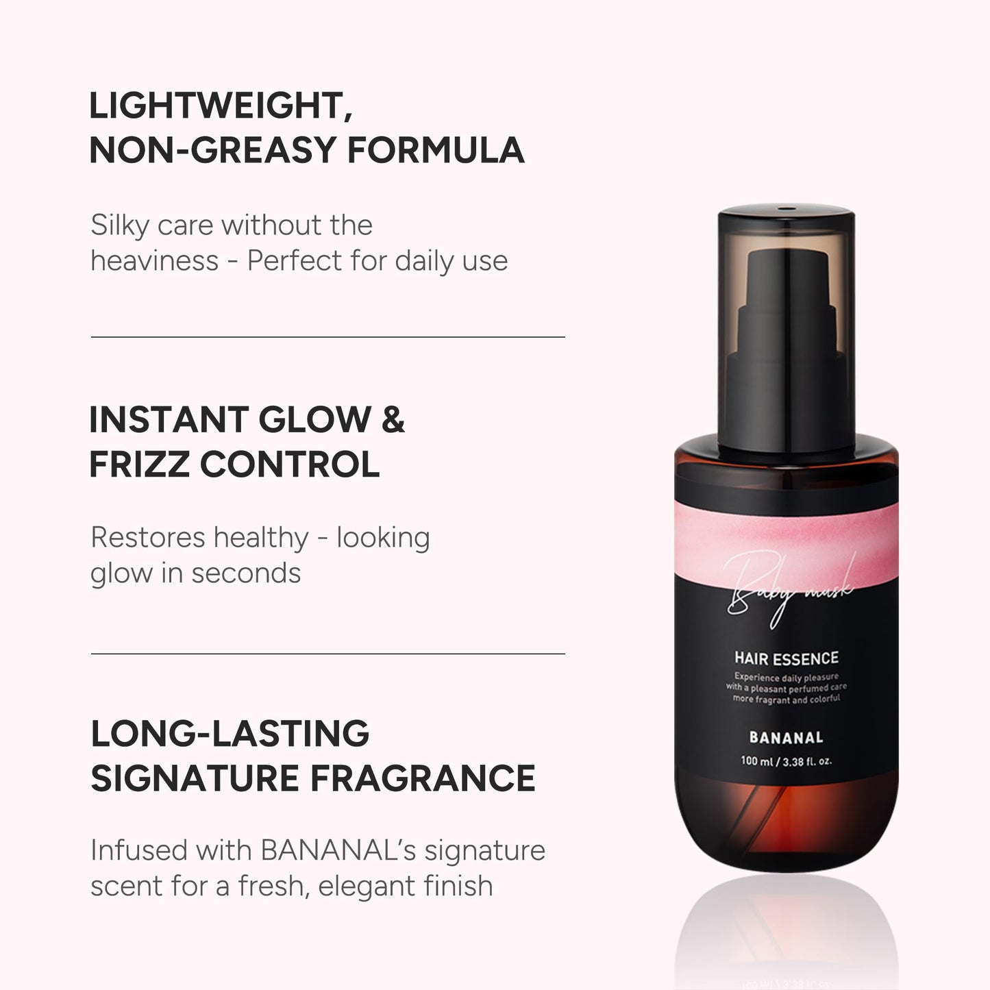 Lightweight Korean hair essence oil being applied for intense frizz control
